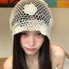 Cute Lace Beanies Hat Handmade Flower Knitted Hat Retro Weave Cap  Apparel Accessories