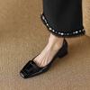 Moda NUOVO Autunno/Primavera Scarpe Décolleté da Donna Scarpe in Vera Pelle per Donna Punta Quadrata Tacco Grosso Scarpe Casual Basse Slip-On Scarpe Quotidiane