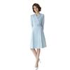 Women's Light Blue Double-Breasted Slimming Suit Dress for Autumn/Winter - Ideal for Exams or Formal Commute