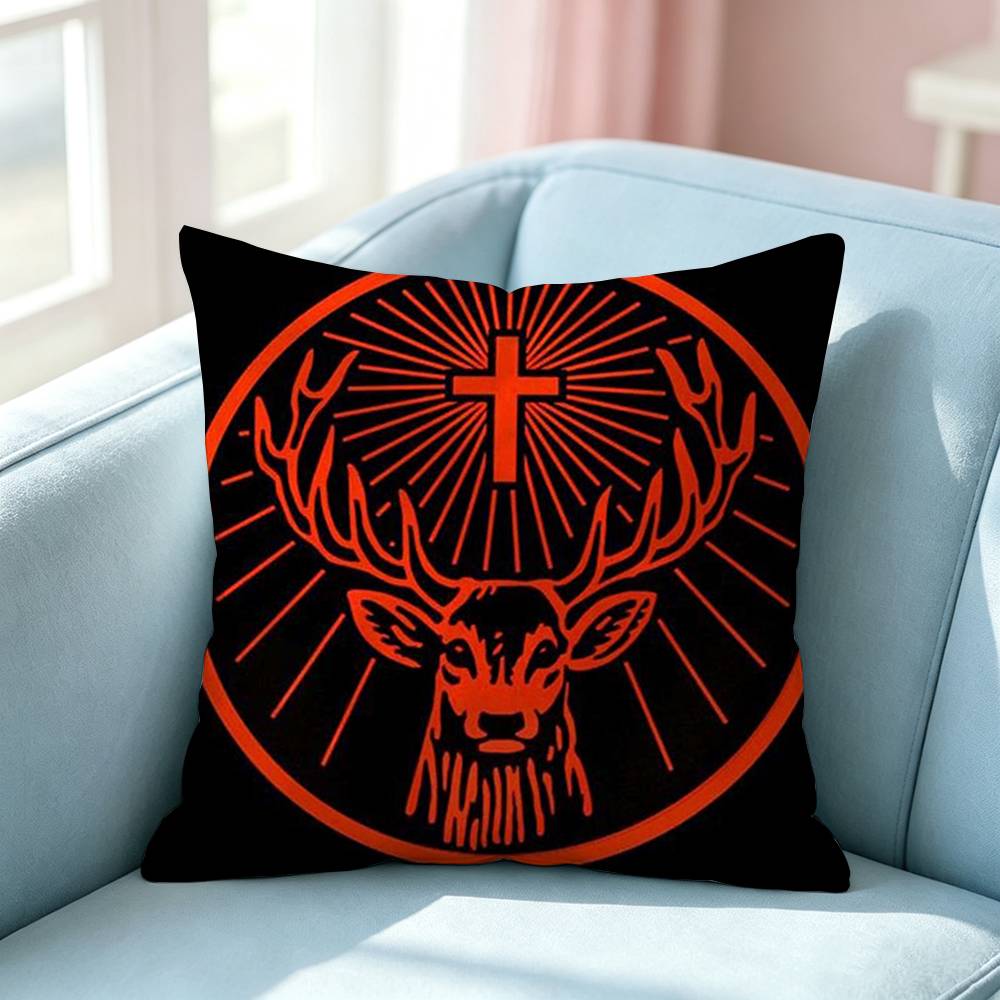 Famous liquor JJagermeister Logo Pillow Case Square DoubleSided Sofa Cushion Cover Bedroom Bedside Pillow