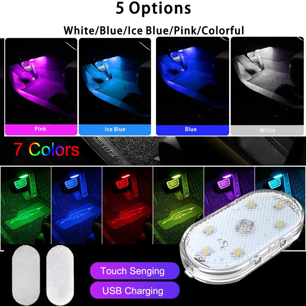 Touch Switch Car LED Touch Light Mini Size Rechargeable Interior Inspection Lamp Portable Car Roof Trunk 6 LED Beam 120mA