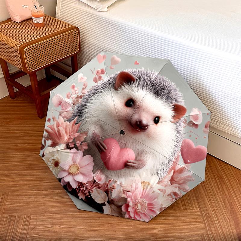

1 PC Automatic Folding Umbrella - Hedgehog Pattern, Portable & Foldable Design with 8 Ribs, Christmas Birthday Gifts