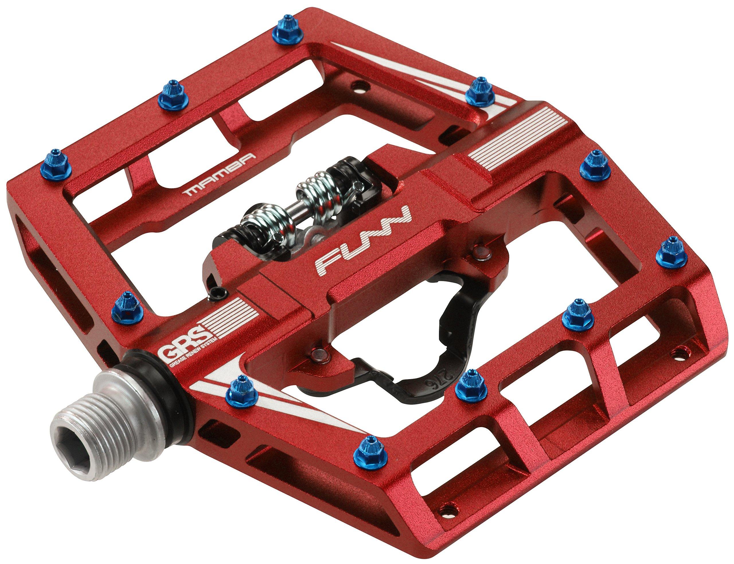 

Funn Mamba Clipless Pedals with Spring SPD Binding for Mountain Bikes Mechanism, Single-Sided Cleats, Compatible, Pedals, (MTB) (Red)