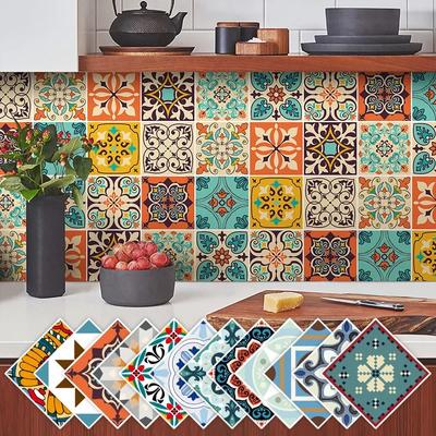 Bohemian Tile Wall Stickers, Peel And Stick, Waterproof Living Room Kitchen Bedroom Wall Stickers Home Wall Decoration