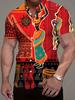 Plus Size Short Sleeve Shirt Men's Fashion Trend Pattern Digital Print Short Sleeve Shirt African Elements Bright Style Illustration Fashionable and