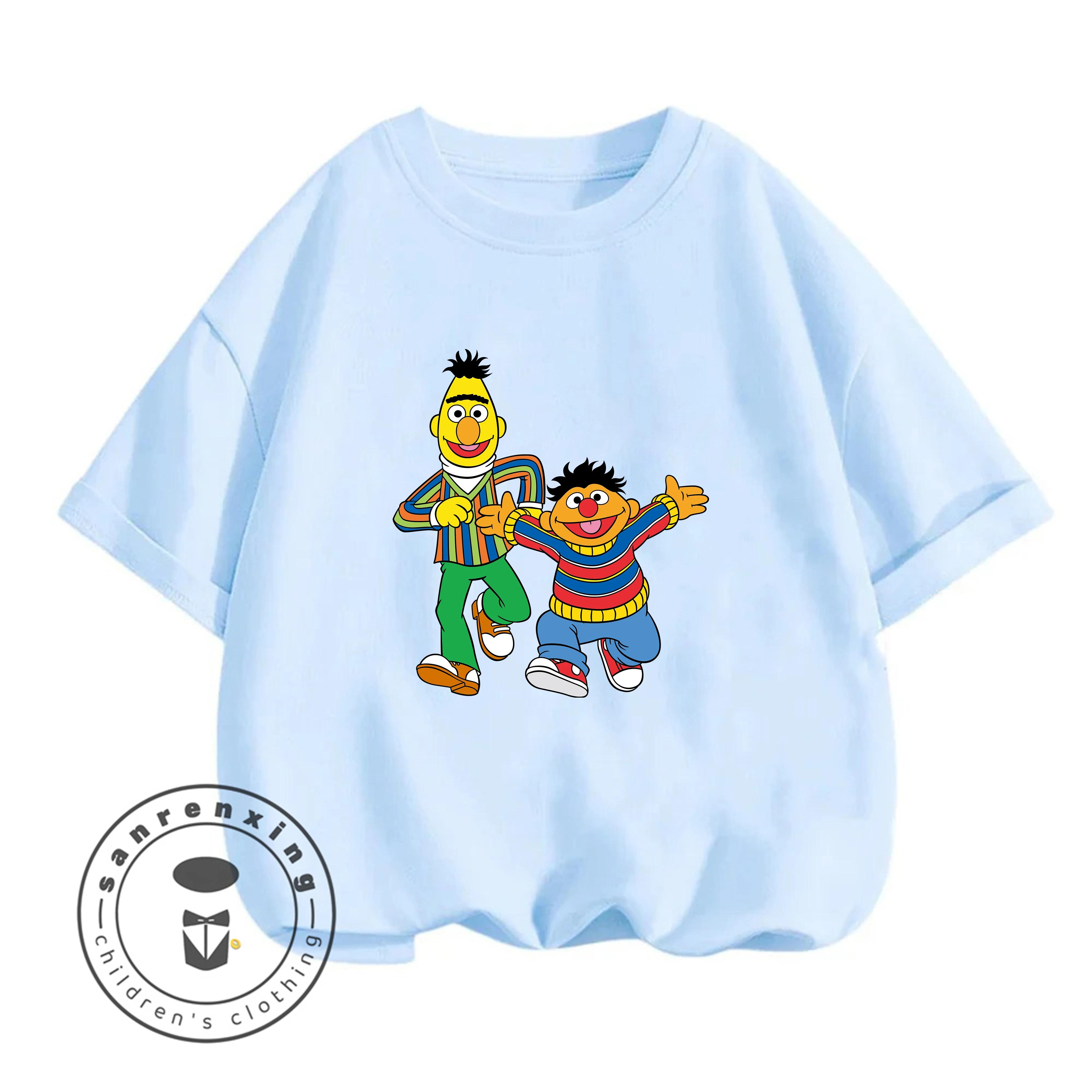 2026 Popular Fashion Sesame Street Crew Neck T-Shirt Summer Cute Cartoon Street Outdoor Casual Fashion 100