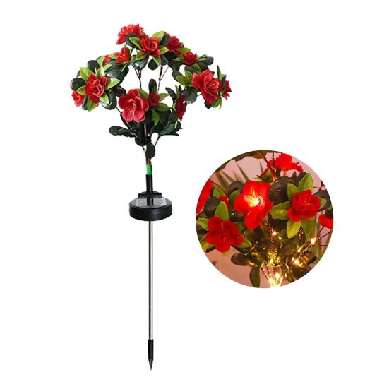 Solar Garden Bloom Light Artificial Azalea Flower Stake Lamp LED Waterproof Pathway Light for Yard Fence Patio Lawn Cemetery Decor