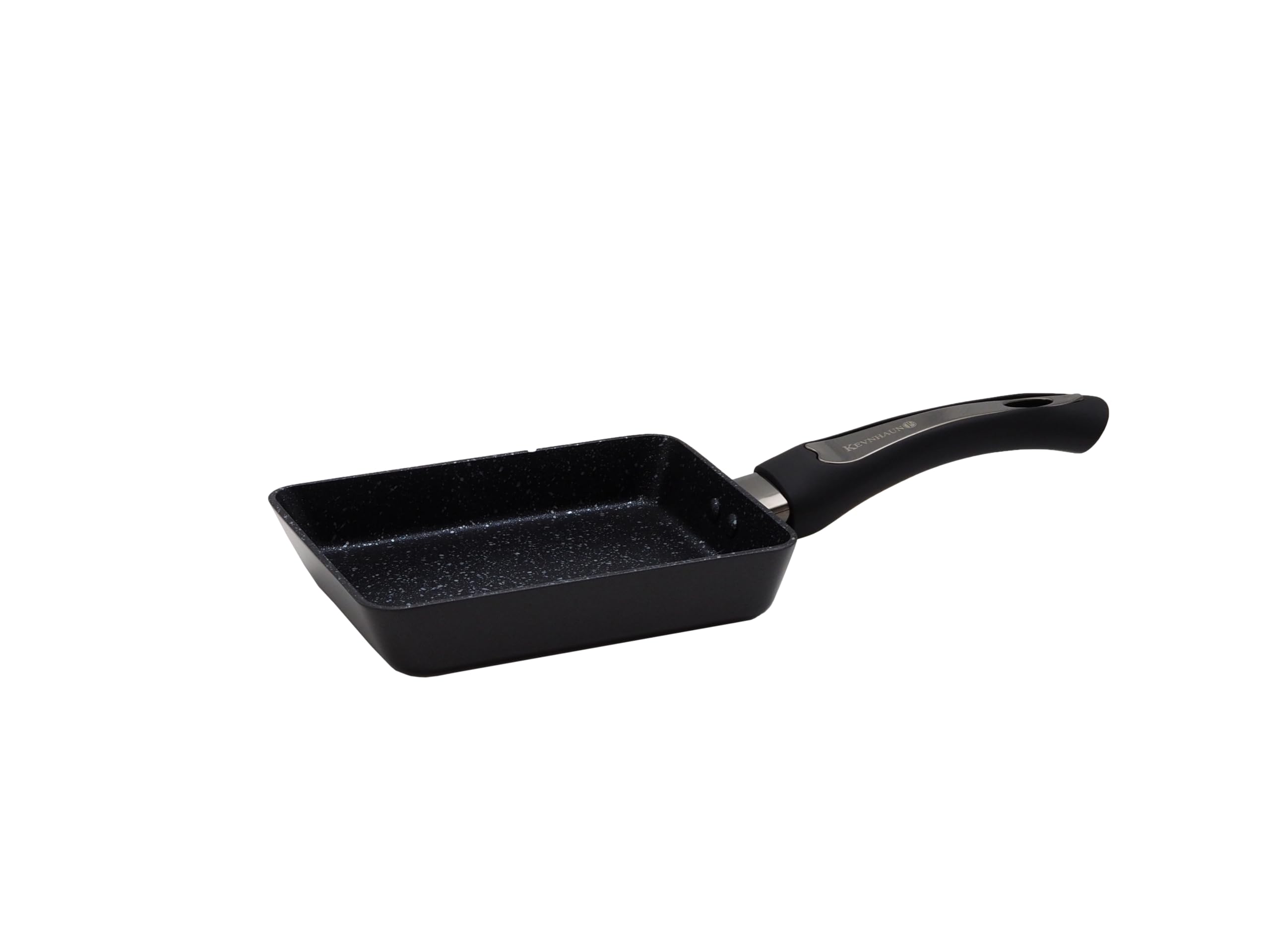 

Kevnhaun Jet Black Egg Pan, IH Compatible, Lightweight, Non-stick Marble Coating, PFOA/PFOS Free, PVD Coating, Square Frying Pan, Black (KVJB18E)
