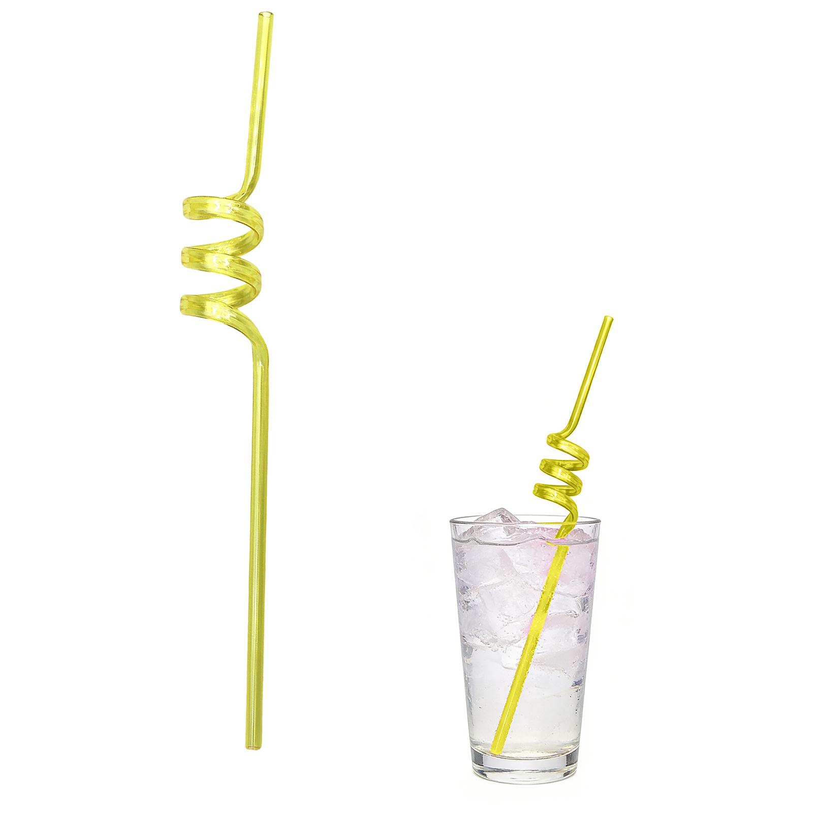 

Reusable Spiral Straws –PET Plastic, Food-Grade Safe, Ideal For Birthday Parties, Holidays, Weddings, Beach Cocktails, Drink Decorations One Size жовтий