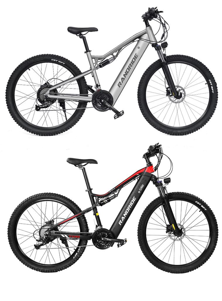 RANDRIDE YG90 Elektrofahrrad 1000 W 48 V 17 Ah Shimano hydraulische Bremse E-Bike mit Vollfederung, 21 Gängen, schaltfreiem Gepäckträger