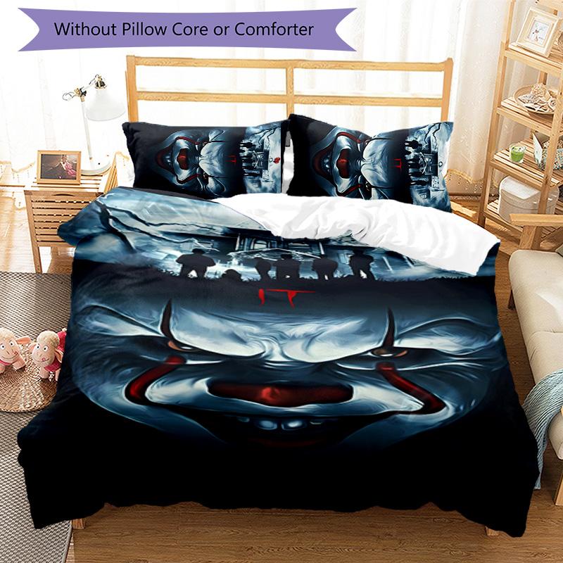 3pcs Pennywise the Dancing Clown pattern bedding set duvet cover set includes duvet cover &pillowcases, perfect all season bedroom decoration & gift