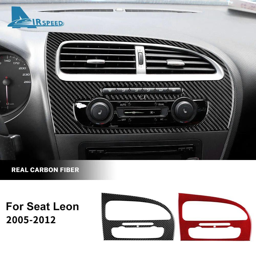 Pegatina Real de Fibra de Carbono Suave para Seat Leon 2005 2006 2007 2008 2009 2010 2011 2012 Volante Izquierdo Volante Derecho Accesorios del Panel de Instrumentos AC del Coche