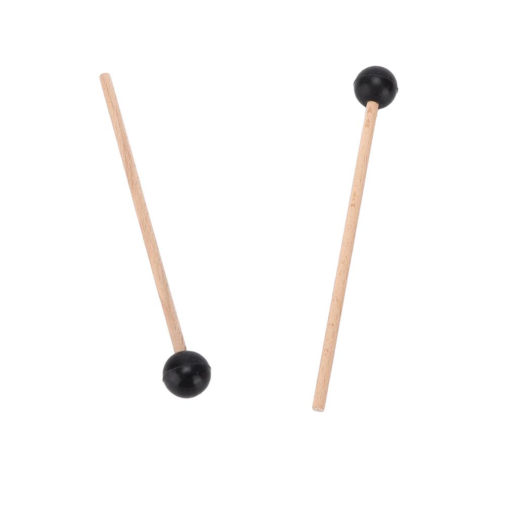 2Pcs Ethereal Drumstick Rubber Round Head Wood Handle Drum Hammer Percussion Accessories