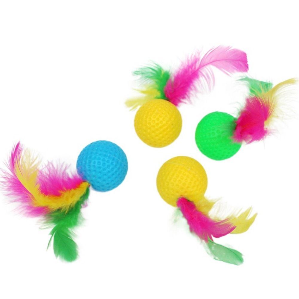 Plastic Pet Squeaky Chew Play Ball Random Color Cat Molar Sound Ball  For Dog Puppy Kitten