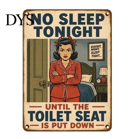 Familien Badezimmer Regeln Humorvolles Toilettensitz Erinnerungsschild, Setz dich Hin Dekoratives Eisen Wand Schild Vintage Metall Plakette Dekor für WC Waschraum Bar