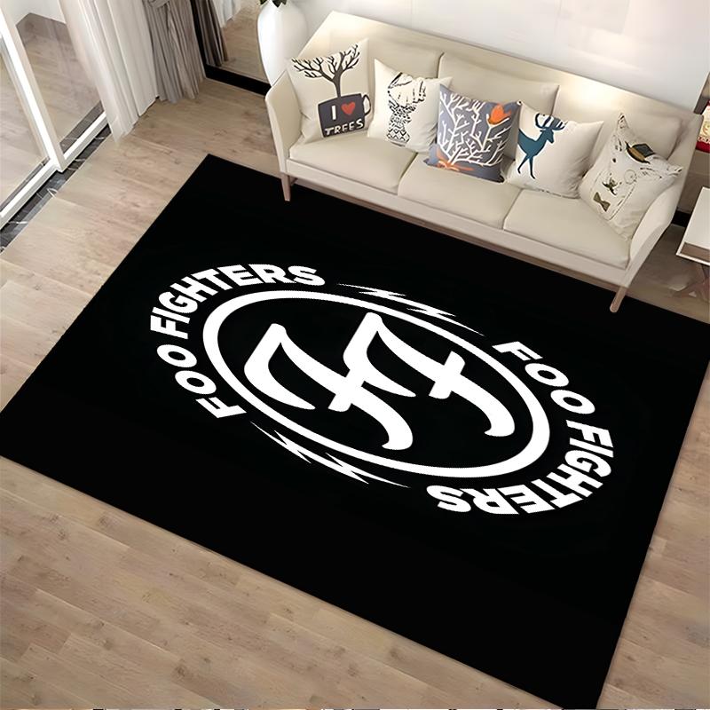 Rutschfester Teppich mit Bandlogo-Aufdruck, geeignet für Wohnzimmer und Schlafzimmer Sofa