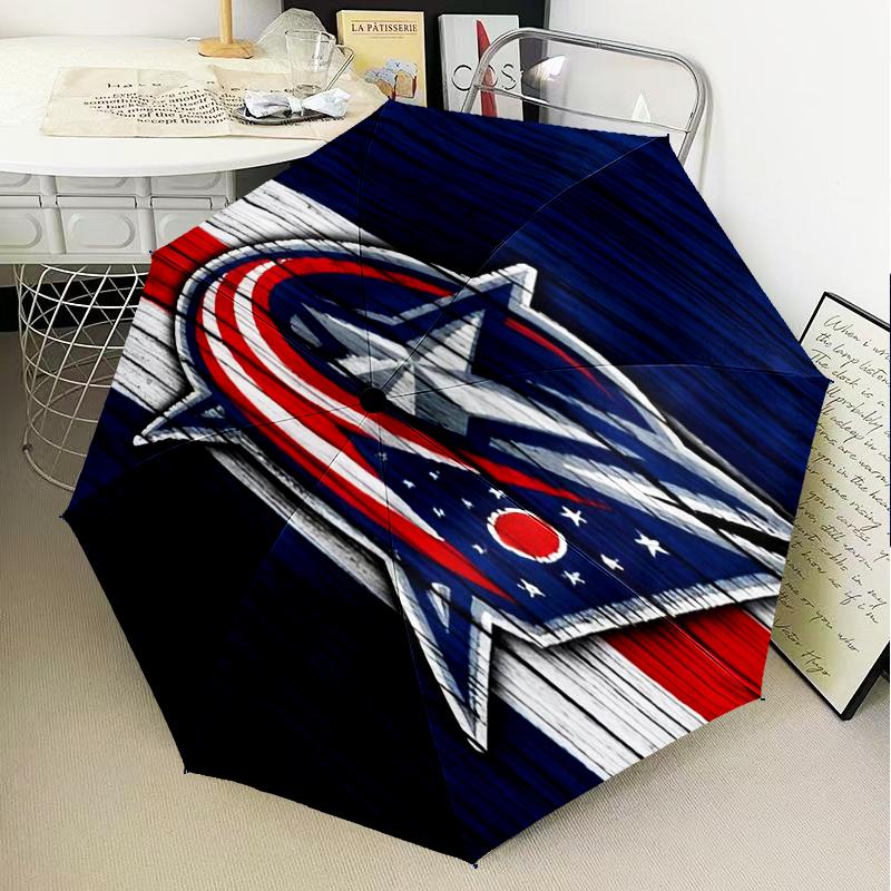 Columbus Blue Jackets Heart Umbrella Folding umbrella, automatic umbrella 8-Frame for Travel, camping Use Gift for Halloween Christmas