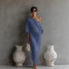 New Summer Fashion High-End Women's Long Sleeve Off-Shoulder Maxi Dress Mid-Waist Tucked-In Style