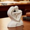 Romantic Couple Sculpture 3D Printed Hugging Heart-Shaped Sculpture, Embrace Figurine with Matte White Finish, Modern Minimalist Decor Tabletop