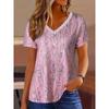 VEZFAA Women's Fashion Casual Summer Spring Short Sleeve V-Neck Blouses & Shirts