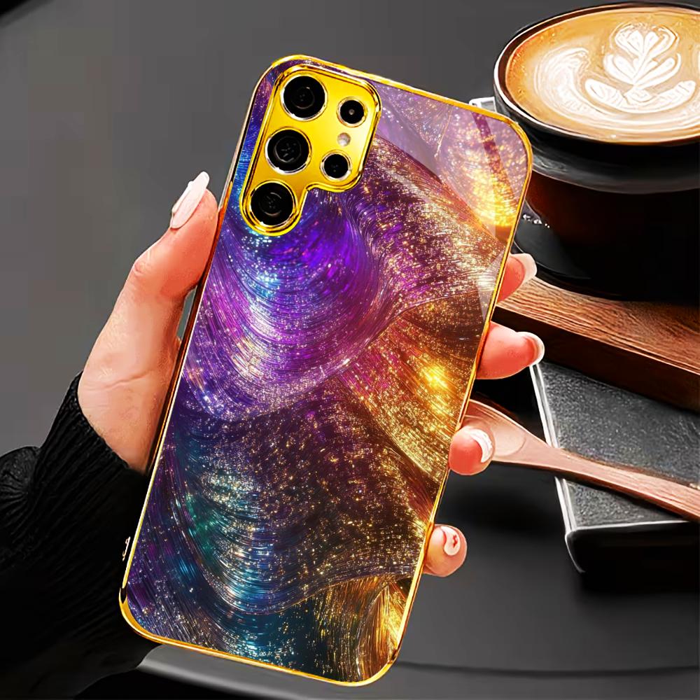 New Model Atmosphere Simplicity High-end Electroplating Glass PhoneCase for Samsung Galaxy S26 S25 S24 S23 S22 S21 FE,Ultra,Plus