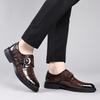 Fashion Fashion Trends Men Crocodile Pattern Leather Shoes Men Italy Style Business Dating Loafers Shoe Thick Soled Pointed Buckle Shoes