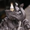 1pc,Purple Clay Handicrafts Lucky Feng Shui Elephant & Dragon Home Decor Incense Burner (Without Incense)