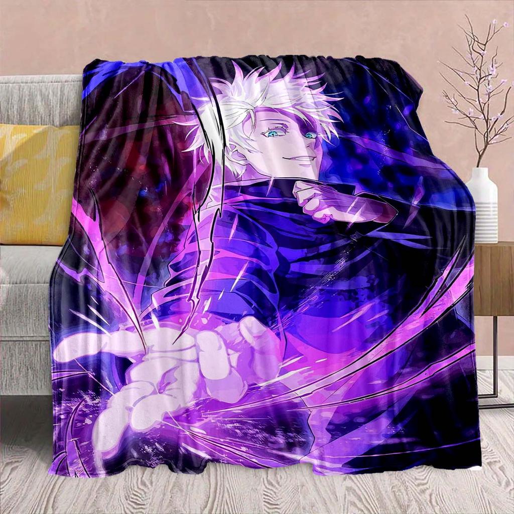 Jujutsu Kaisen Anime Flannel Blanket - Soft Warm Perfect for Sofa, Bedding Camping Travel Office Home Decor -QJY