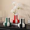European Ceramic Vertical Striped Vase Water-based Flower Arrangement Container Striped Floral Vase for Room and Dining Table