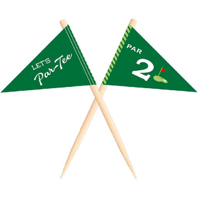 Зубочистки-флажки на гольф-тематику, 20 шт. «Попадание в лунку» Флажки на зубочистках для коктейлей, мини-флажки для кексов, Флажки для детской вечеринки в честь 1-го дня рождения, Флажки для еды Par 2