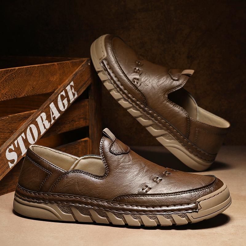 Outdoor Comfortable Ankle Sports and Casual Leather Shoes Autumn Fashion Brand Breathable Handmade Stitching Casual Men's Shoes