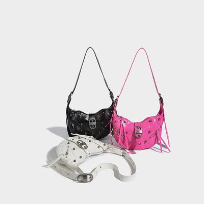 Gewachste Leder Achseltasche für Damen Nietentasche Cross-Schultertasche hochwertige Achselmode