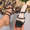 Fashion Fashion Braided Straps High Heel Sandals Women Black Thin Heeled Square Toe Slippers Woman Summer Elegant Dress Party Sandalias