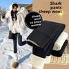 Autumn and Winter Lamb Fleece Shark Pants for Outerwear, Thick and Fleece High Waisted Leggings for Women To Keep Warm and Slim Legs Yoga Pants