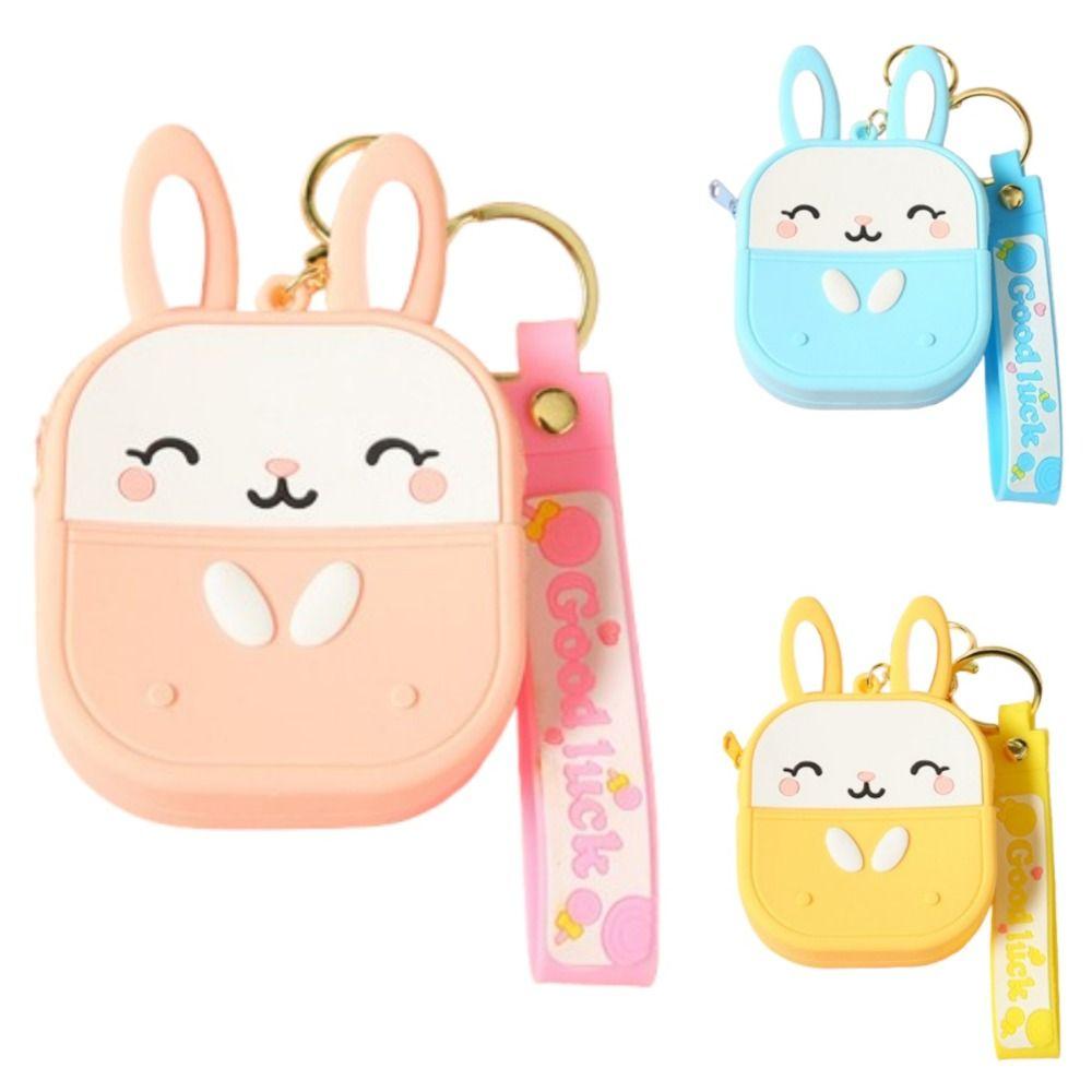 Portable Silicone Rabbit Coin Bag Kawaii Earphone Bag Pendant Bag Pendant Coin Purse Keychain  Kids