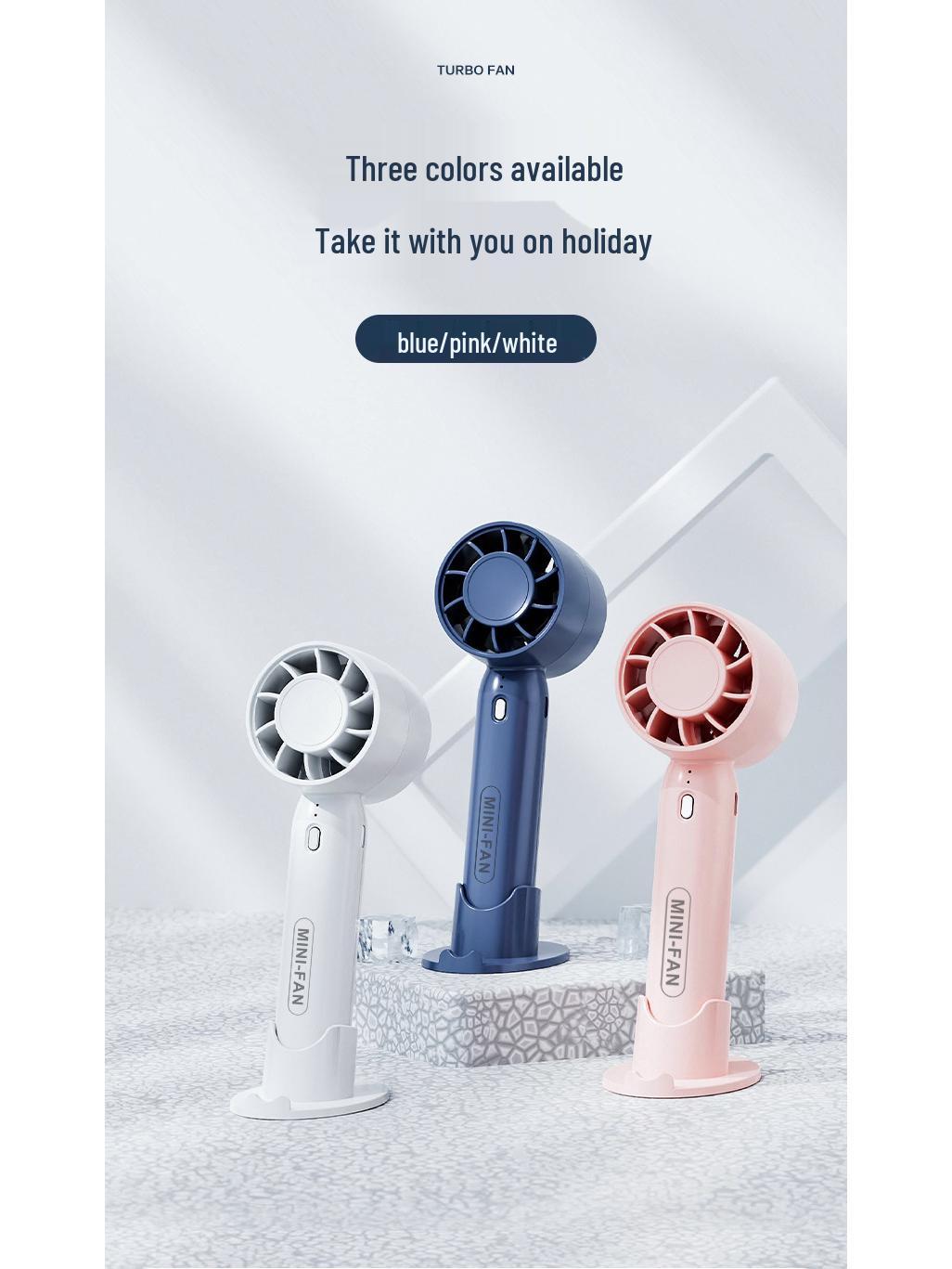 Compact USB Rechargeable High-Speed Mini Handheld Fan 89*43*35.8mm