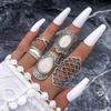 Black and White Emerald Ring, Personalized Retro Drip Cross Hollow Wide Edge Ring 5-piece Set for Men and Women