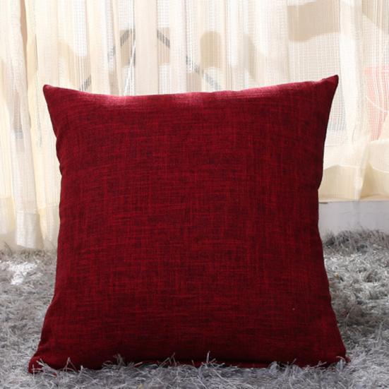 Square Linen Solid Color Soft Pillow Case Sofa Bed Cover Cushion Home