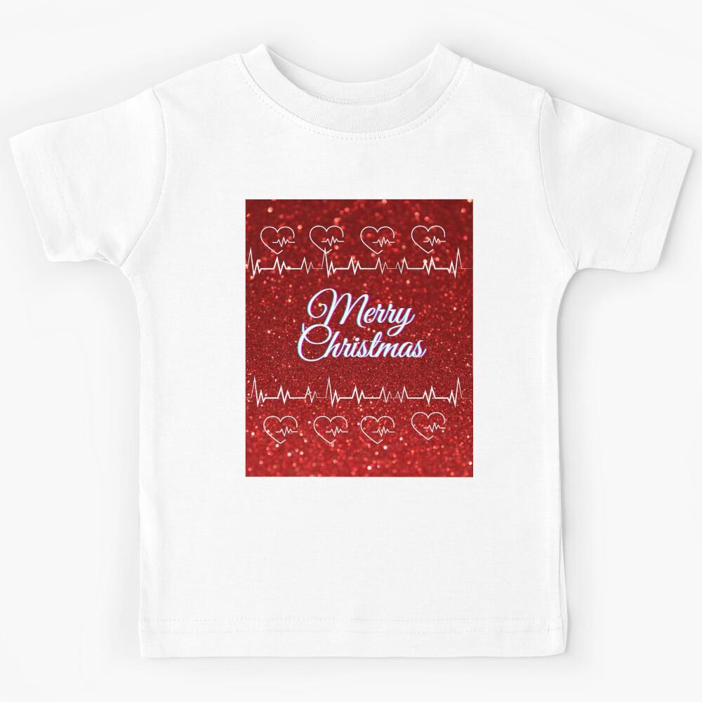 Heartbeat Pulse Line Merry Miraculous Christmas Holiday Kids T-Shirt 120