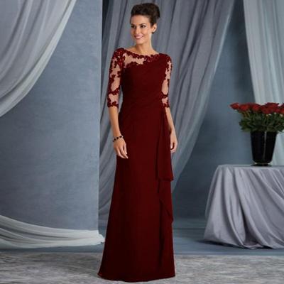 Elegante Vestido de Noiva de Renda Transparente com Manga Média