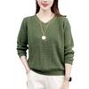 Round Neck Solid Color Knitted Sweater for Women Stylish Middle-aged Mother Slimming Top