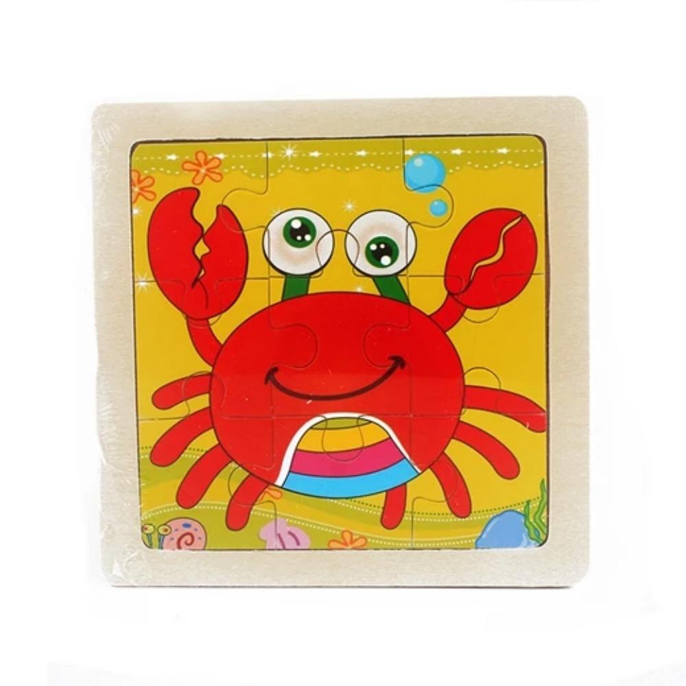 Kids Toy Wood Puzzle Small Size 11*11cm Wooden 3D Puzzle Jigsaw for Children Baby Cartoon Animal/Traffic Puzzles Educational Toy