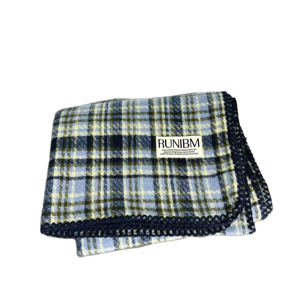 Korean Style Women's Red Plaid Imitation Cashmere Winter Scarf - Warm, Trendy Neck Warmer for Students & Couples