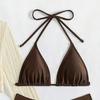 2025 Sexy Four-piece Women Swimsuit Long-sleeve Cover-up Swimwear Summer Solid Bikini Set Brazilian Beachwear Party Bathing Suit