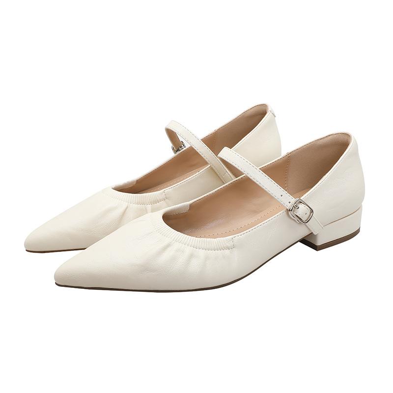 Spisse høyhælte sko Franske sko med myk såle Allsidige lette damesko Mary Jane-sko med én rem og lav utringning