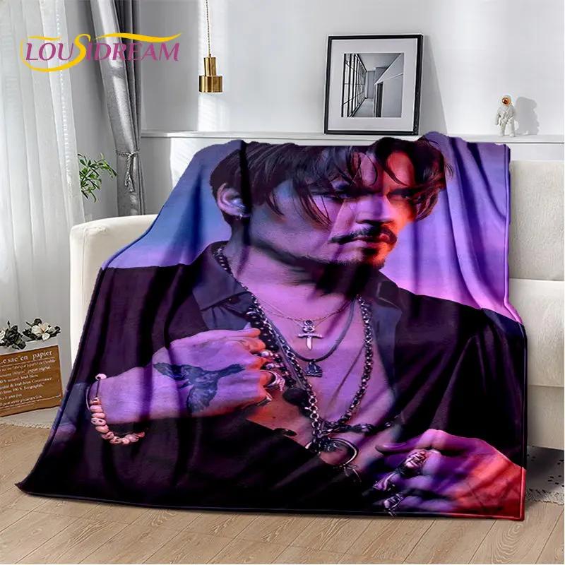 3D-Druck Johnny Depp Serie Weiche Plüschdecke, Flanelldecke Überwurfdecke für Wohnzimmer Schlafzimmer Bett Sofa Picknickabdeckung