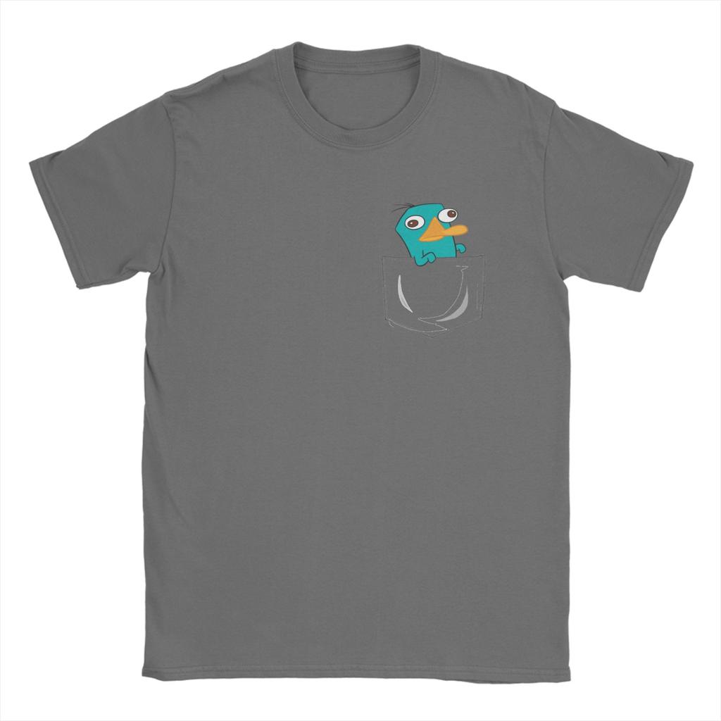Perry the Platypus Pocket TShirt for Unisex Fun Pure Cotton Tee Shirt Round Neck Short Sleeve T Shirt Big Size Clothing