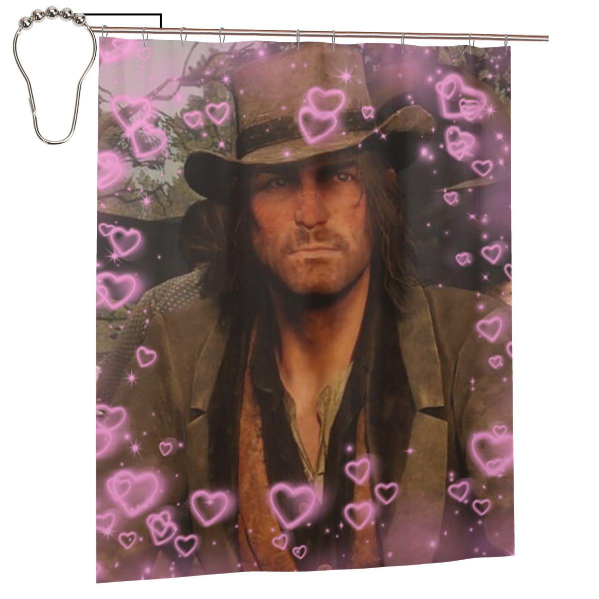 Arthur Morgan Cowboy Gaming John Marston Westernshower Curtain Bathroom Polyester Waterproof Bath Curtains With Hooks W60H190(CM)-1 Pcs