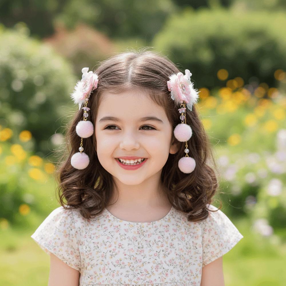 Cute Chinese Style Red Barrettes Hanfu Headwear Ancient Style Hair Clip  Girls