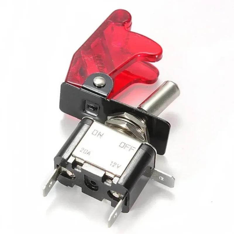12V 20A ATV Motorcycle Car Modification Switch 3Color LED Toggle Switch Control ON/OFF+Aircraft Missile Style Flip Up Cover